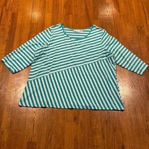 Denim & Co Striped Tunic Top - Size 2X